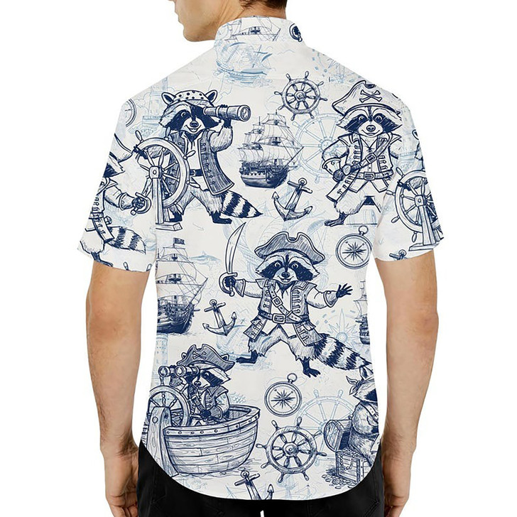 Vintage Pirate Raccoon Retro Hawaiian Shirt S-5XL