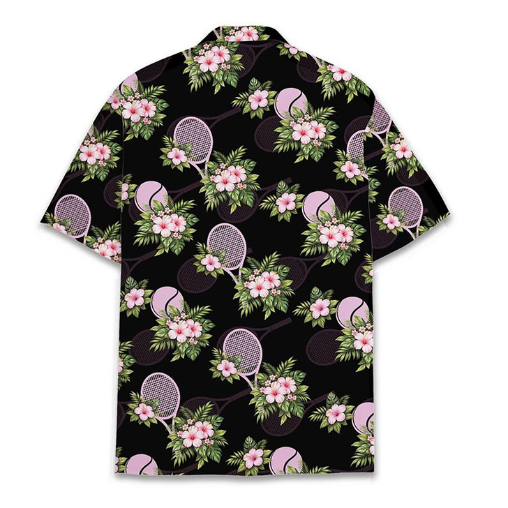 Tropical Floral Tennis Pattern Summer Vacation Hawaiian Shirt S-5XL