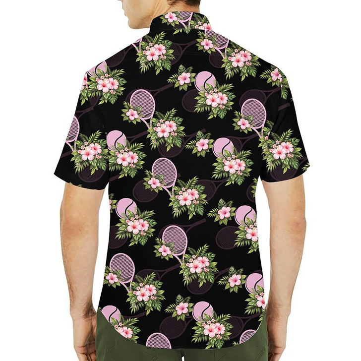 Tropical Floral Tennis Pattern Summer Vacation Hawaiian Shirt S-5XL