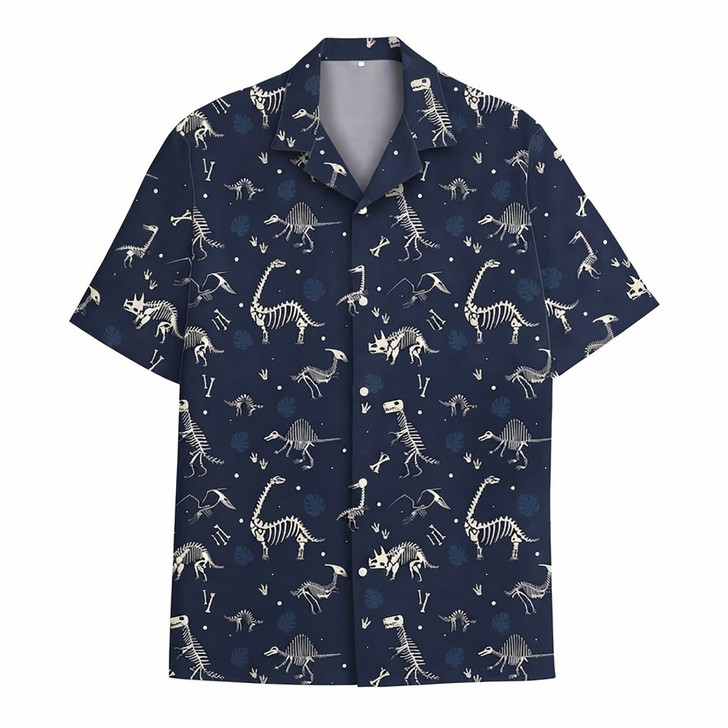 Vintage Dinosaur Skeleton Jurassic Hawaiian Shirt S-5XL