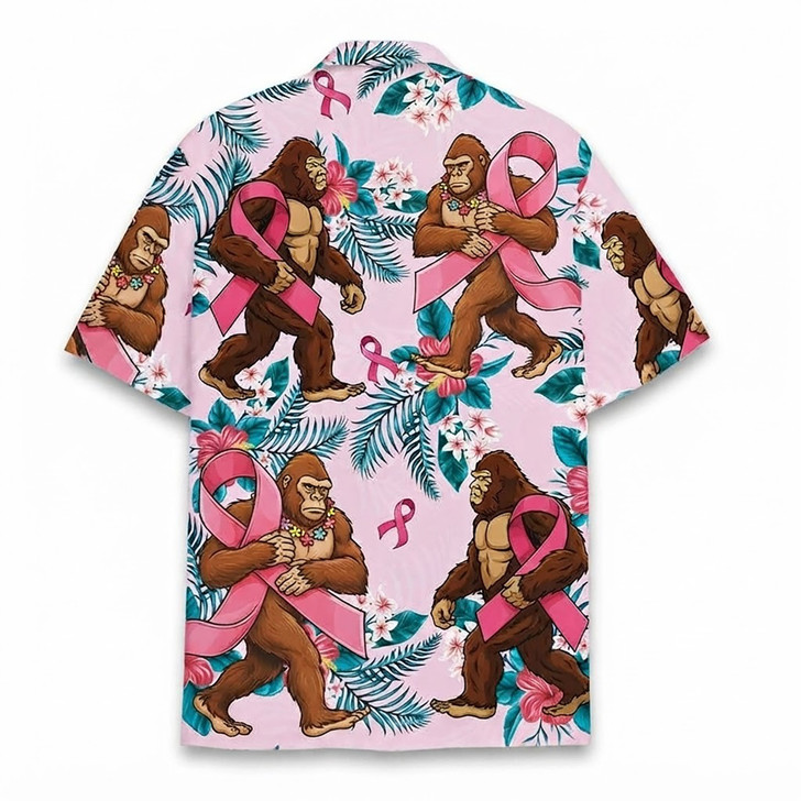 Breast Cancer Awareness Bigfoot Pink Ribbon Hawaiian Shirt S-5XL