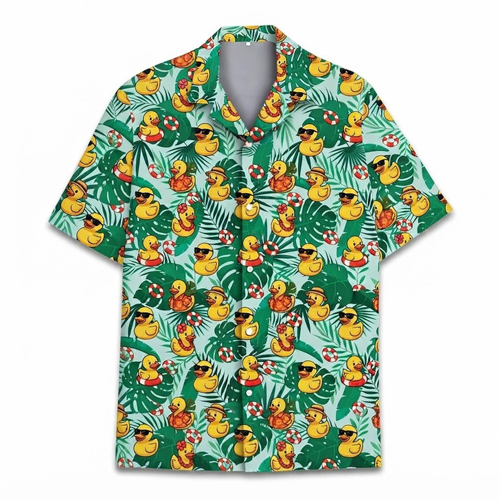Tropical Rubber Duck Aloha Summer Beach Hawaiian Shirt S-5XL