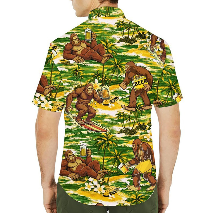 Funny Beer Bigfoot Tropical Summer Beach Hawaiian Shirt S-5XL