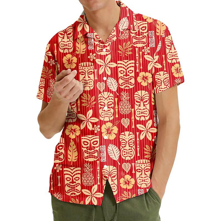 Colorful Tiki Vibrant Tropical Summer Hawaiian Shirt S-5XL
