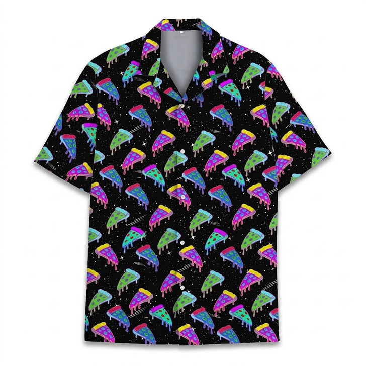 Neon Pizza Funny Space Galaxy Hawaiian Shirt S-5XL