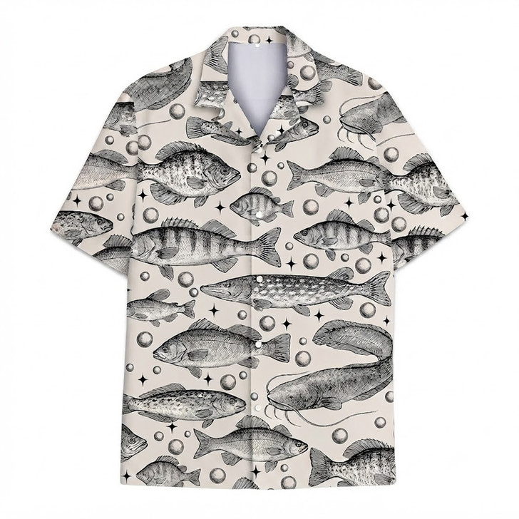 Vintage Fish Fisherman Fishing Gift Hawaiian Shirt S-5XL