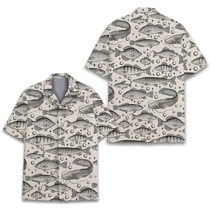 Vintage Fish Fisherman Fishing Gift Hawaiian Shirt S-5XL
