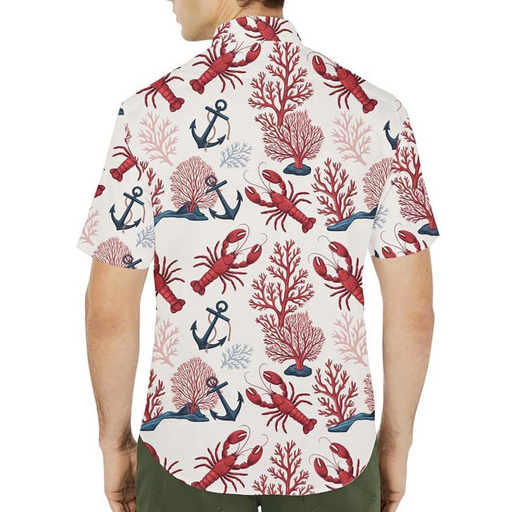 Tropical Lobster Anchor Coral Beach Hawaiian Shirt S-5XL