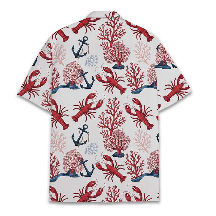 Tropical Lobster Anchor Coral Beach Hawaiian Shirt S-5XL