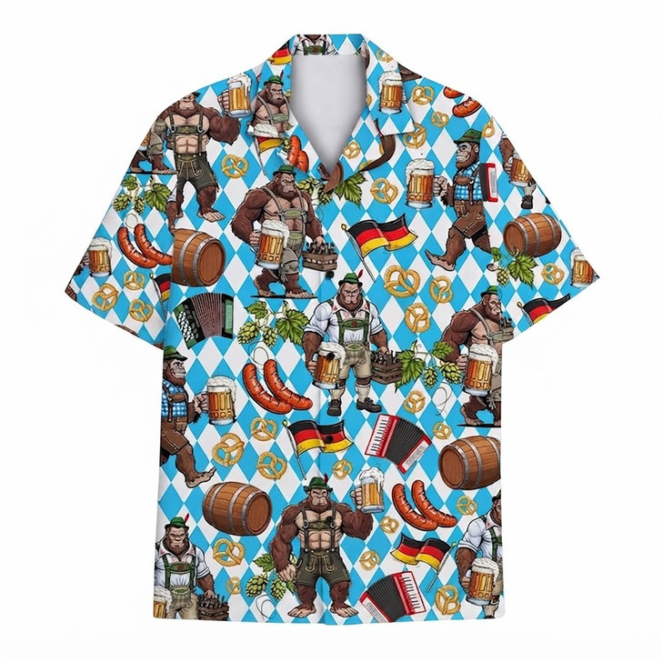 Funny Bigfoot Oktoberfest Beer German Festival Hawaiian Shirt S-5XL