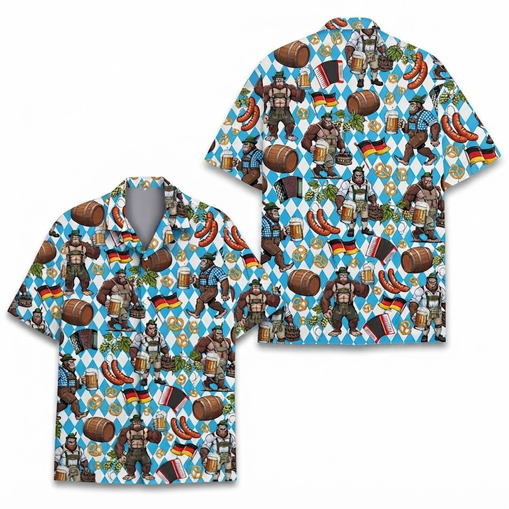 Funny Bigfoot Oktoberfest Beer German Festival Hawaiian Shirt S-5XL