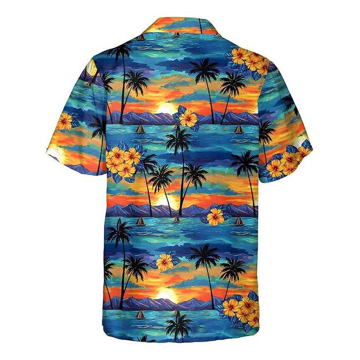 Tropical Sunset Beach Vacation Casual Hawaiian Shirt S-5XL