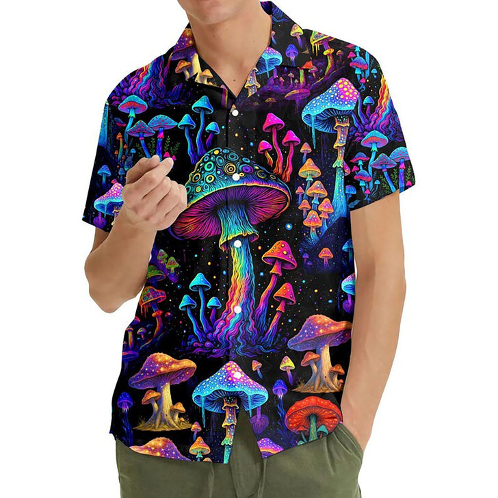 Colorful Abstract Mushroom Festival Hawaiian Shirt S-5XL