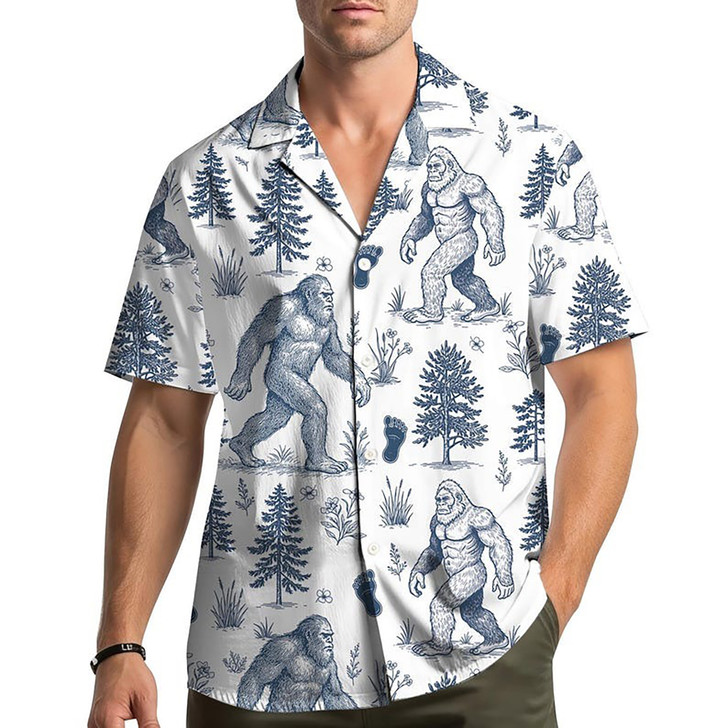 Funny Bigfoot Sasquatch Vintage Yeti Hawaiian Shirt S-5XL