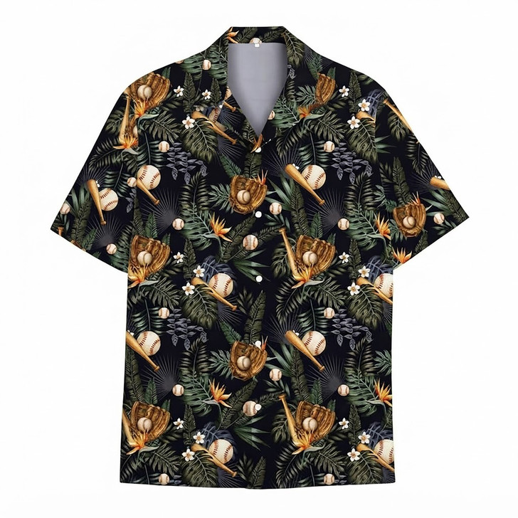 Tropical Baseball Summer Beach Aloha Hawaiian Shirt S-5XL