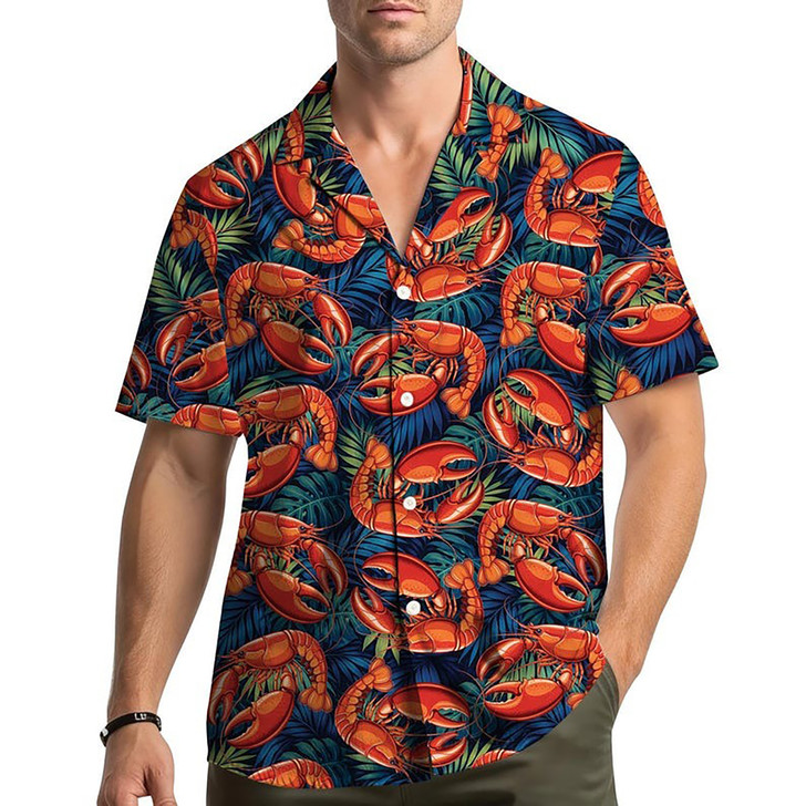 Lobster Seafood Crawfish Summer Beach Hawaiian Shirt S-5XL