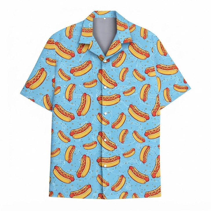 Funny Hot Dog Food BBQ Summer Beach Hawaiian Shirt S-5XL