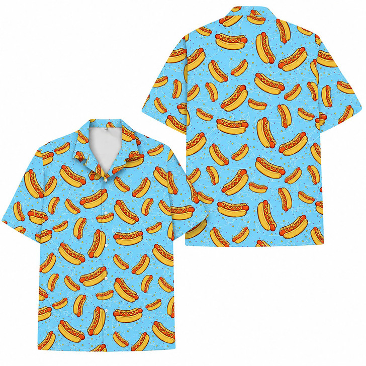 Funny Hot Dog Food BBQ Summer Beach Hawaiian Shirt S-5XL
