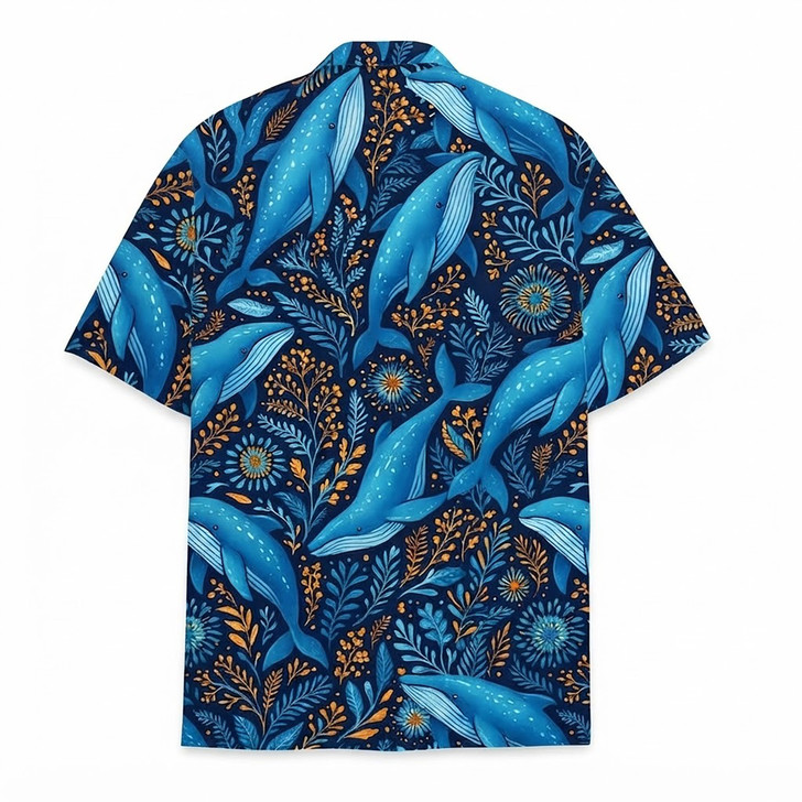 Blue Whale Ocean Sea Life Humpback Vacation Hawaiian Shirt S-5XL