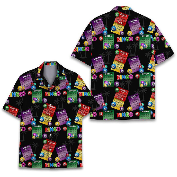 Funny Bingo Lucky Game Night Colorful Casino Hawaiian Shirt S-5XL