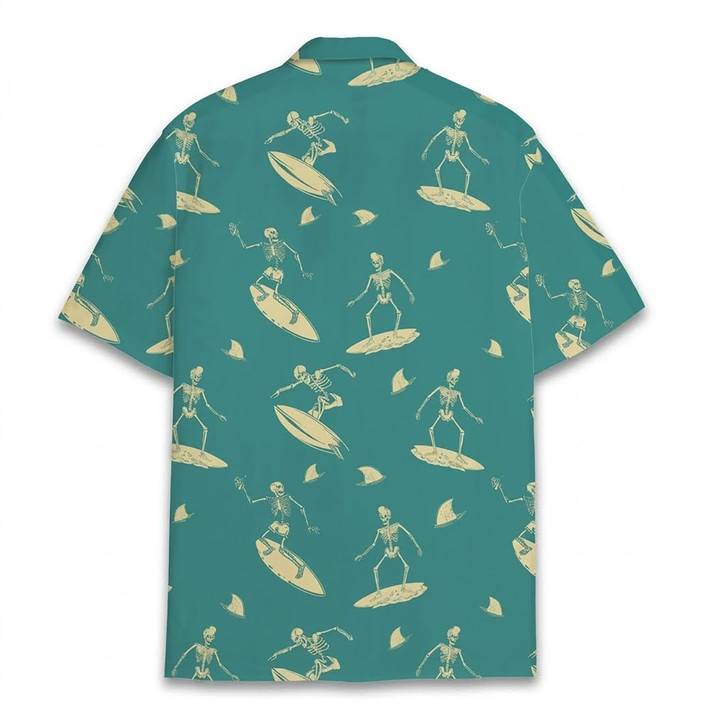 Skeleton Surfing Vintage Summer Beach Hawaiian Shirt S-5XL