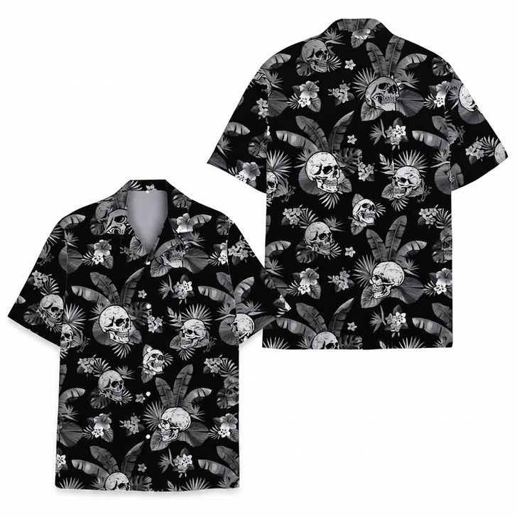 Vintage Skull Retro Gothic Tropical Summer Hawaiian Shirt S-5XL
