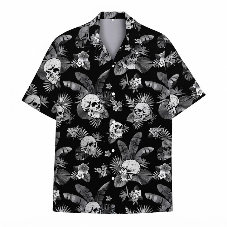 Vintage Skull Retro Gothic Tropical Summer Hawaiian Shirt S-5XL