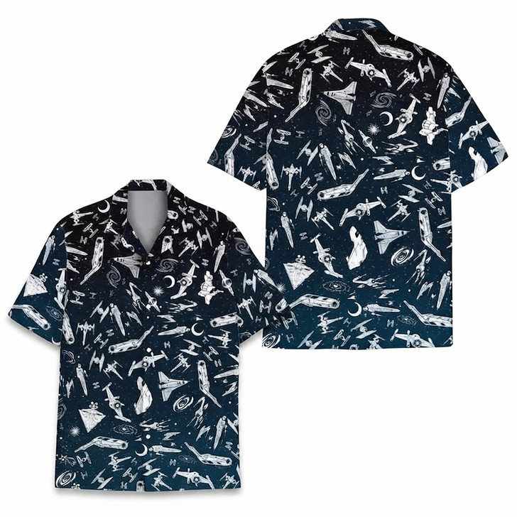 Spaceship Sci-Fi Starship Cosmic Space Hawaiian Shirt S-5XL