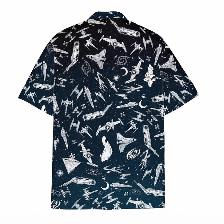 Spaceship Sci-Fi Starship Cosmic Space Hawaiian Shirt S-5XL