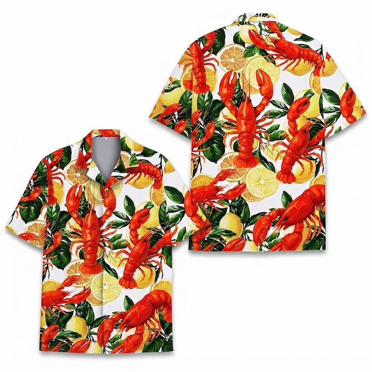 Lobster Seafood Beach Party Hot Sauce Lime Hawaiian Shirt S-5XL