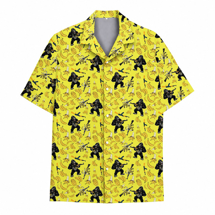 Bigfoot Hunting Banana Funny Sasquatch Jungle Hawaiian Shirt S-5XL