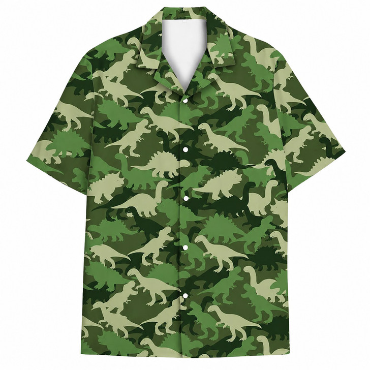 Dinosaur Camouflage Camo Dino Jungle Hawaiian Shirt S-5XL
