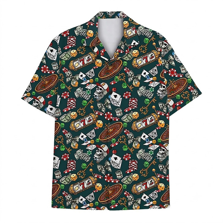 Casino Poker Dice Slot Machine Hawaiian Shirt S-5XL