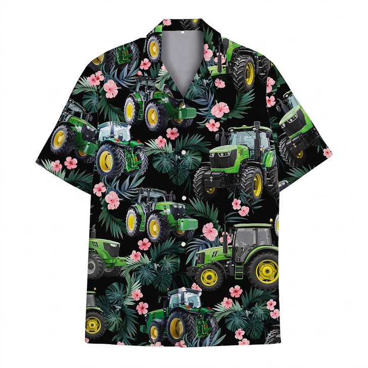 Farm Tractor Tropical Farmer Farming Gift Hawaiian Shirt S-5XL