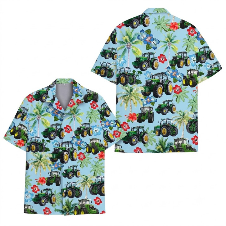 Tropical Farmer Farming Tractor Hawaiian Shirt S-5XL