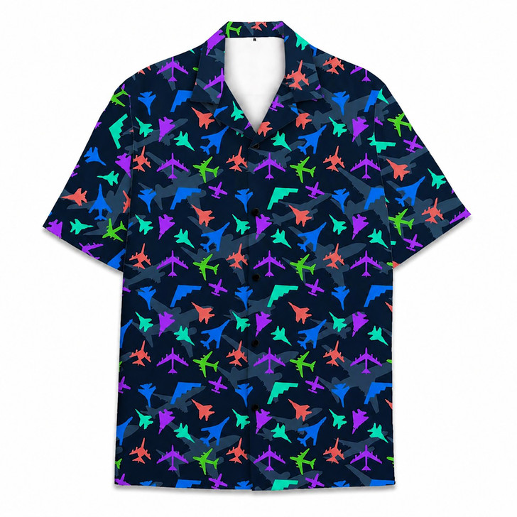 Airplane Colorful Aviation Pilot Vacation Hawaiian Shirt S-5XL