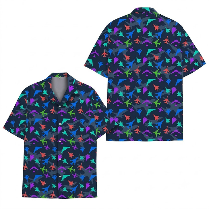 Airplane Colorful Aviation Pilot Vacation Hawaiian Shirt S-5XL