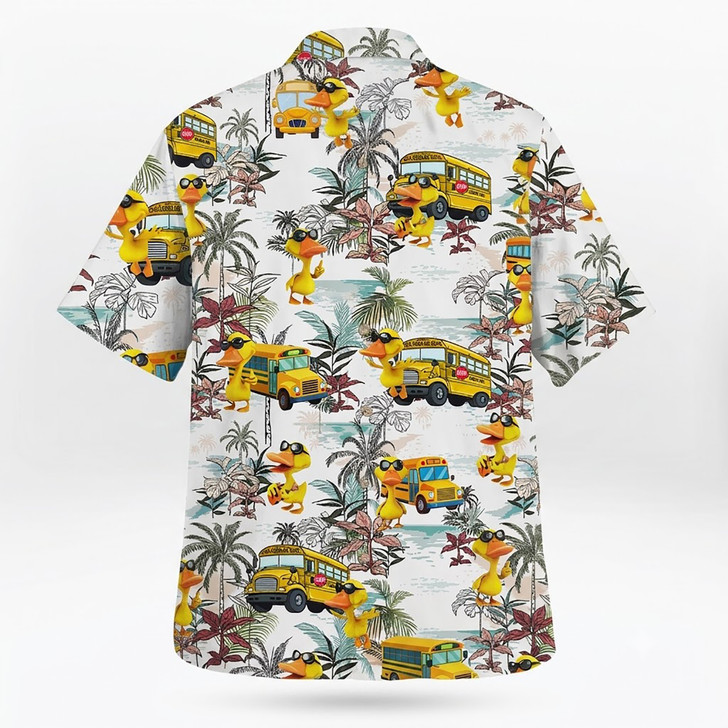 Funny Duck School Bus Sunglasses Summer Beach Hawaiian Shirt S-5XL