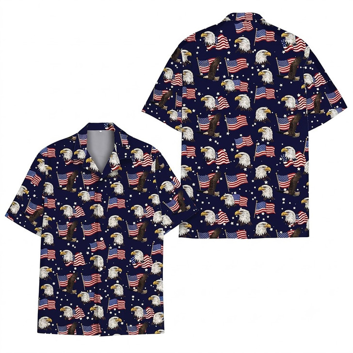 Patriotic 4th of July American Flag Independence Day Hawaiian Shirt S-5XL