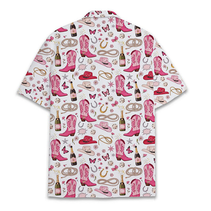 Western Pink Cowgirl Boots Rodeo Country Hawaiian Shirt S-5XL