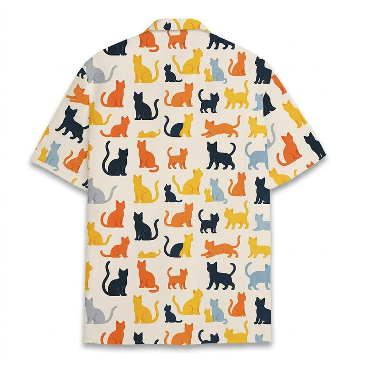 Colorful Silhouette Cat Vibrant Aloha Hawaiian Shirt S-5XL