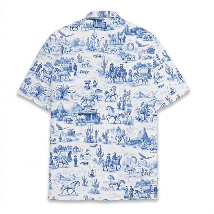 Vintage Cowboy Horses Western Summer Beach Hawaiian Shirt S-5XL