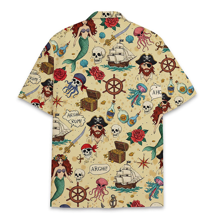 Funny Pirate Mermaids Nautical Cruise Hawaiian Shirt S-5XL
