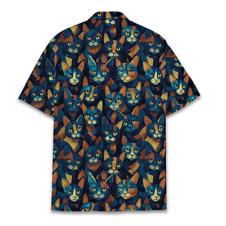 Colorful Cat Face Funny Animal Cat Lover Hawaiian Shirt S-5XL