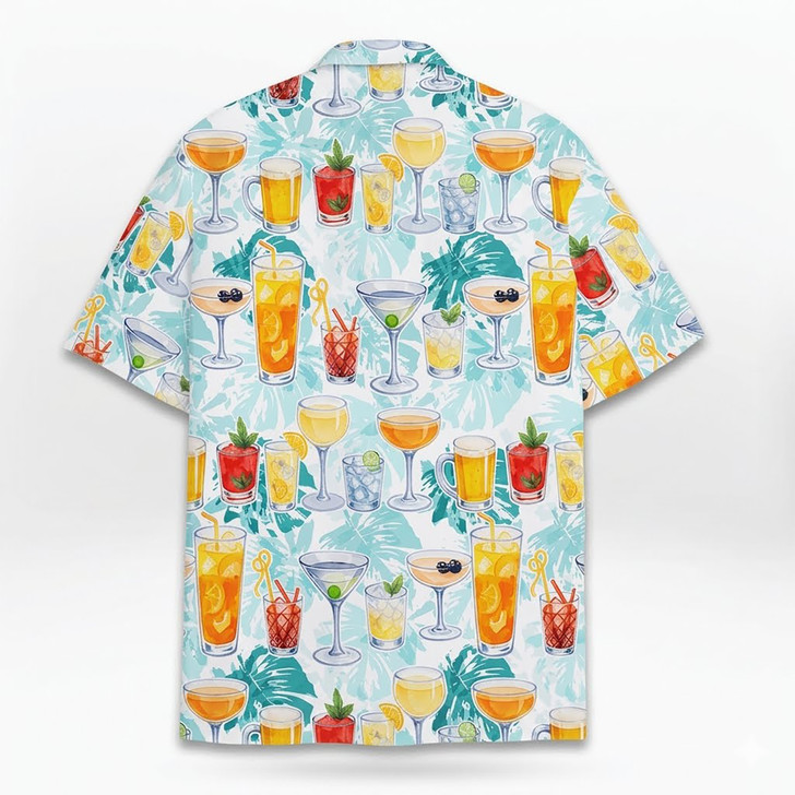 Funny Cocktail Tropical Drinks Summer Beach Hawaiian Shirt S-5XL