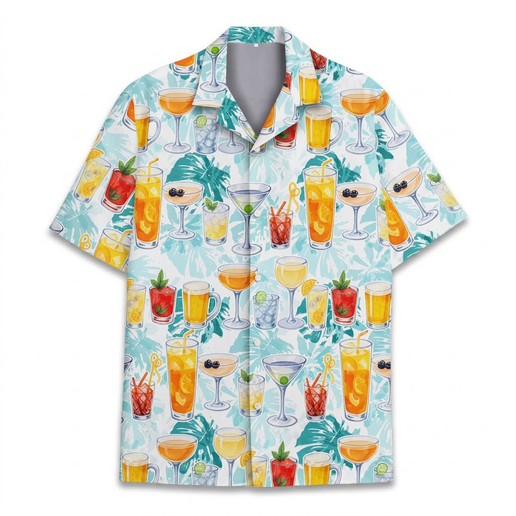 Funny Cocktail Tropical Drinks Summer Beach Hawaiian Shirt S-5XL