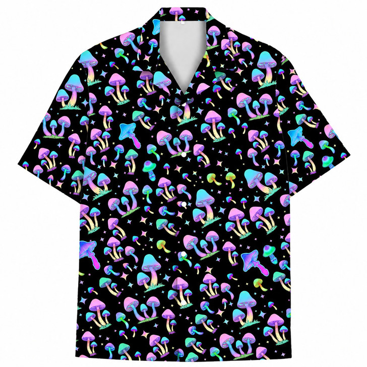 Psychedelic Trippy Mushroom Festival Rave Hawaiian Shirt S-5XL