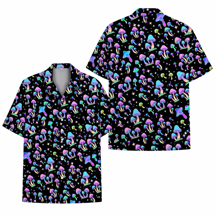 Psychedelic Trippy Mushroom Festival Rave Hawaiian Shirt S-5XL