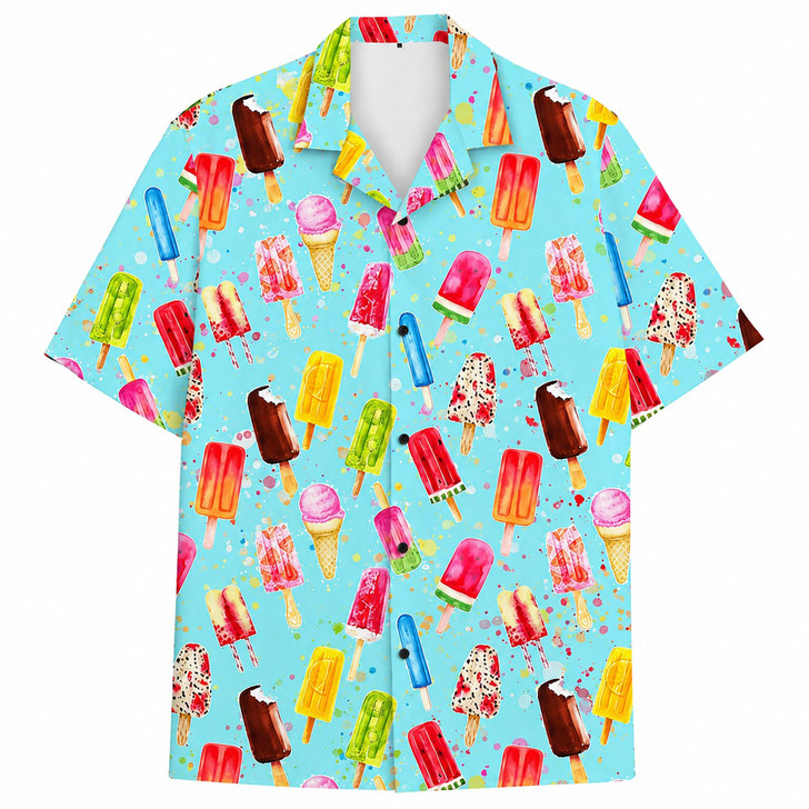 HS-52260Ice Cream Popsicle Colorful Summer Beach Hawaiian Shirt S-5XL