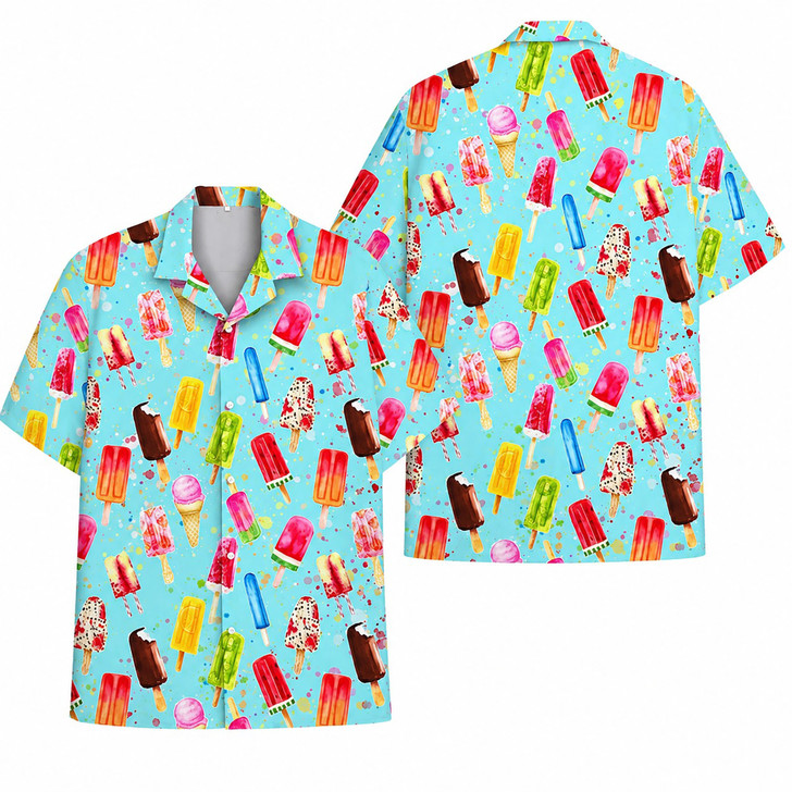 Ice Cream Popsicle Colorful Summer Beach Hawaiian Shirt S-5XL